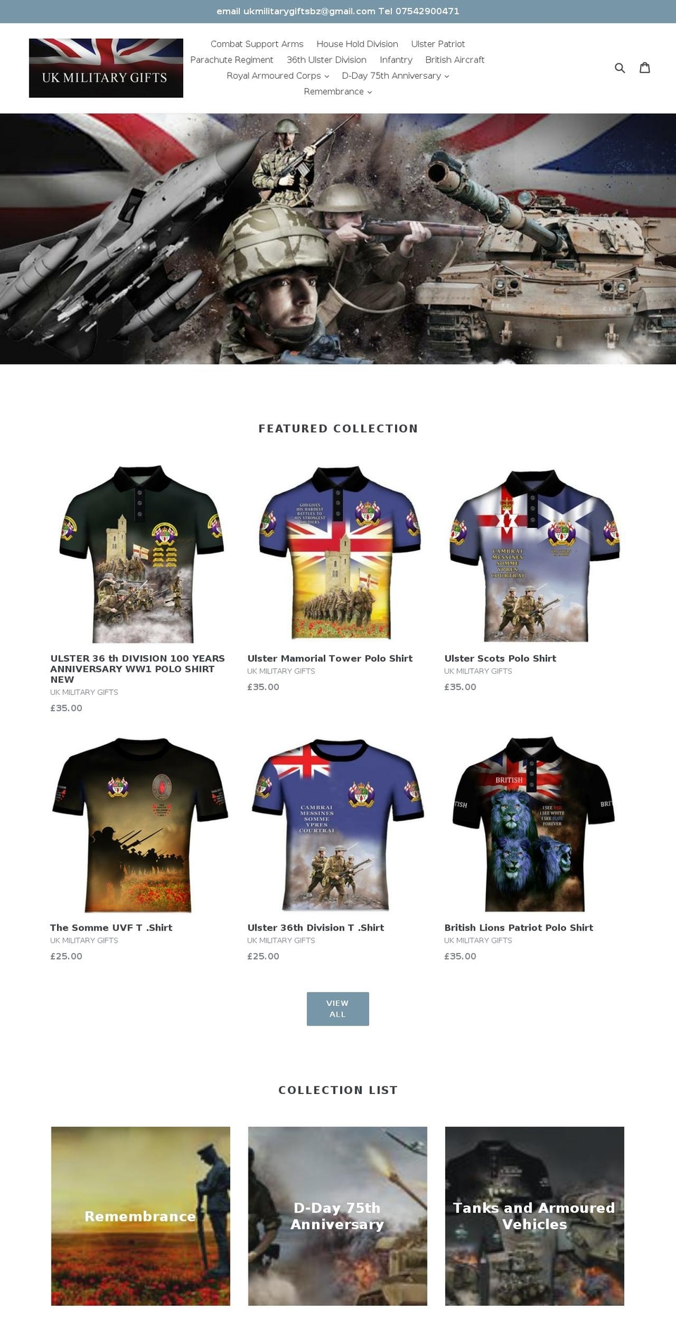 ukmilitarygifts.org shopify website screenshot