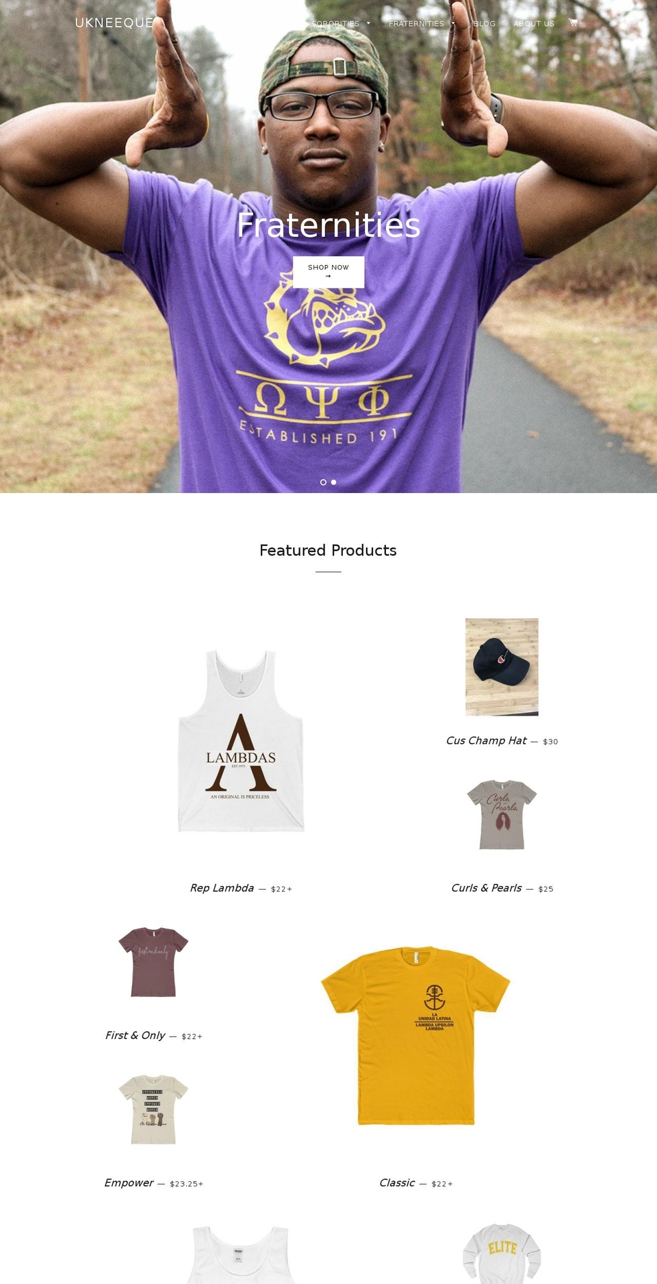 ukneequeshop.com — Shopify storefront screenshot