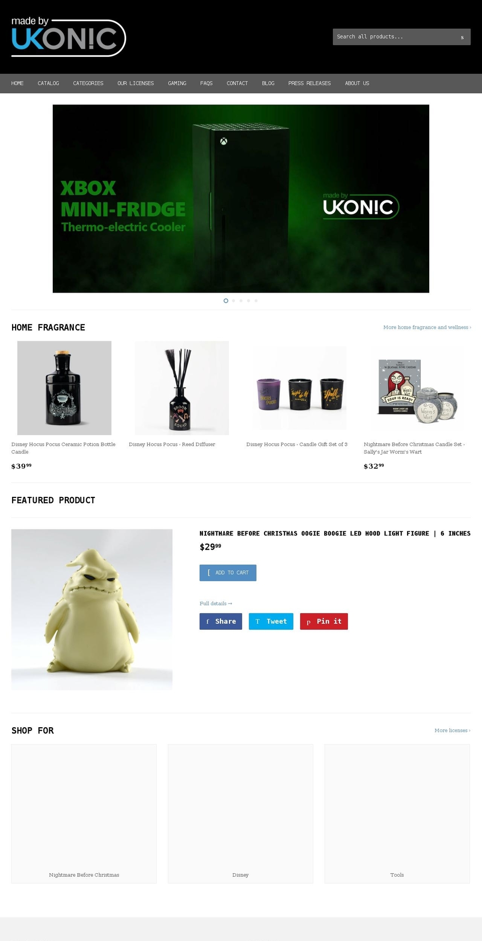 ukonic.com shopify website screenshot