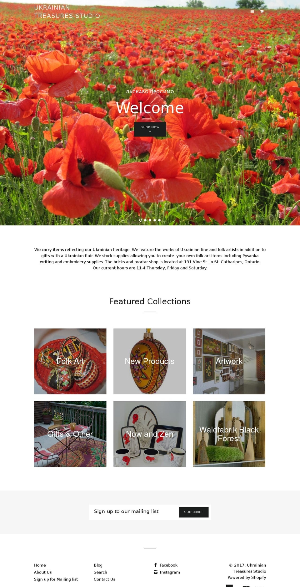 ukrainiantreasuresstudio.com shopify website screenshot