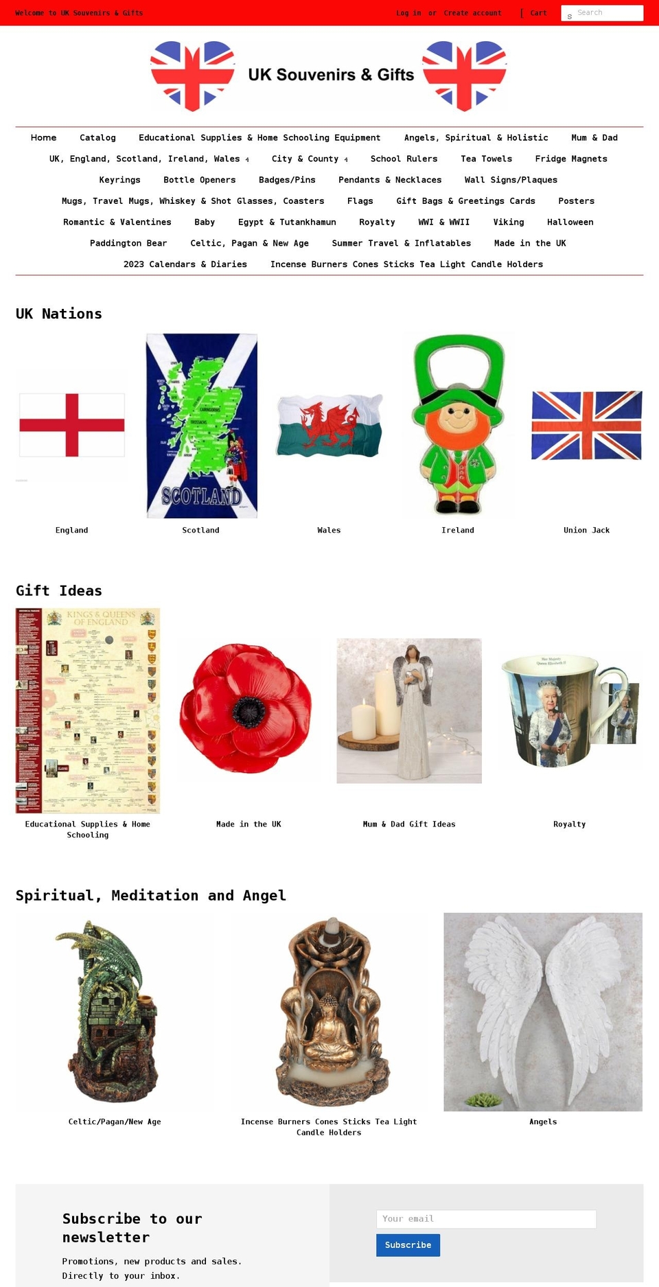 uksouvenirsandgifts.co.uk shopify website screenshot