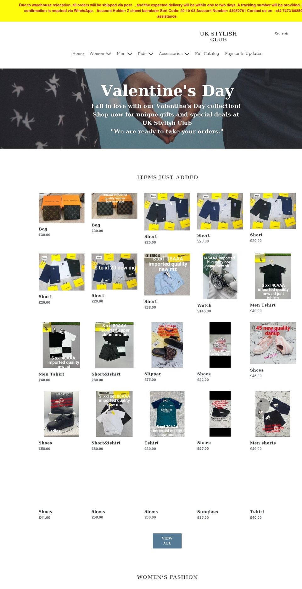 ukstylishclub.com shopify website screenshot