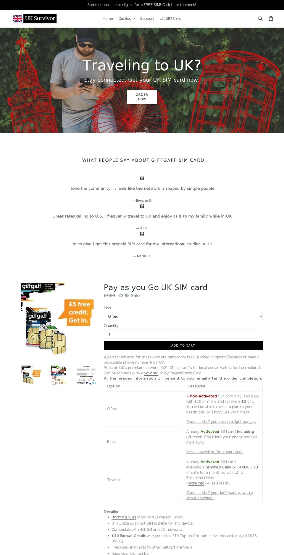 uksurvivor.com — Shopify storefront screenshot