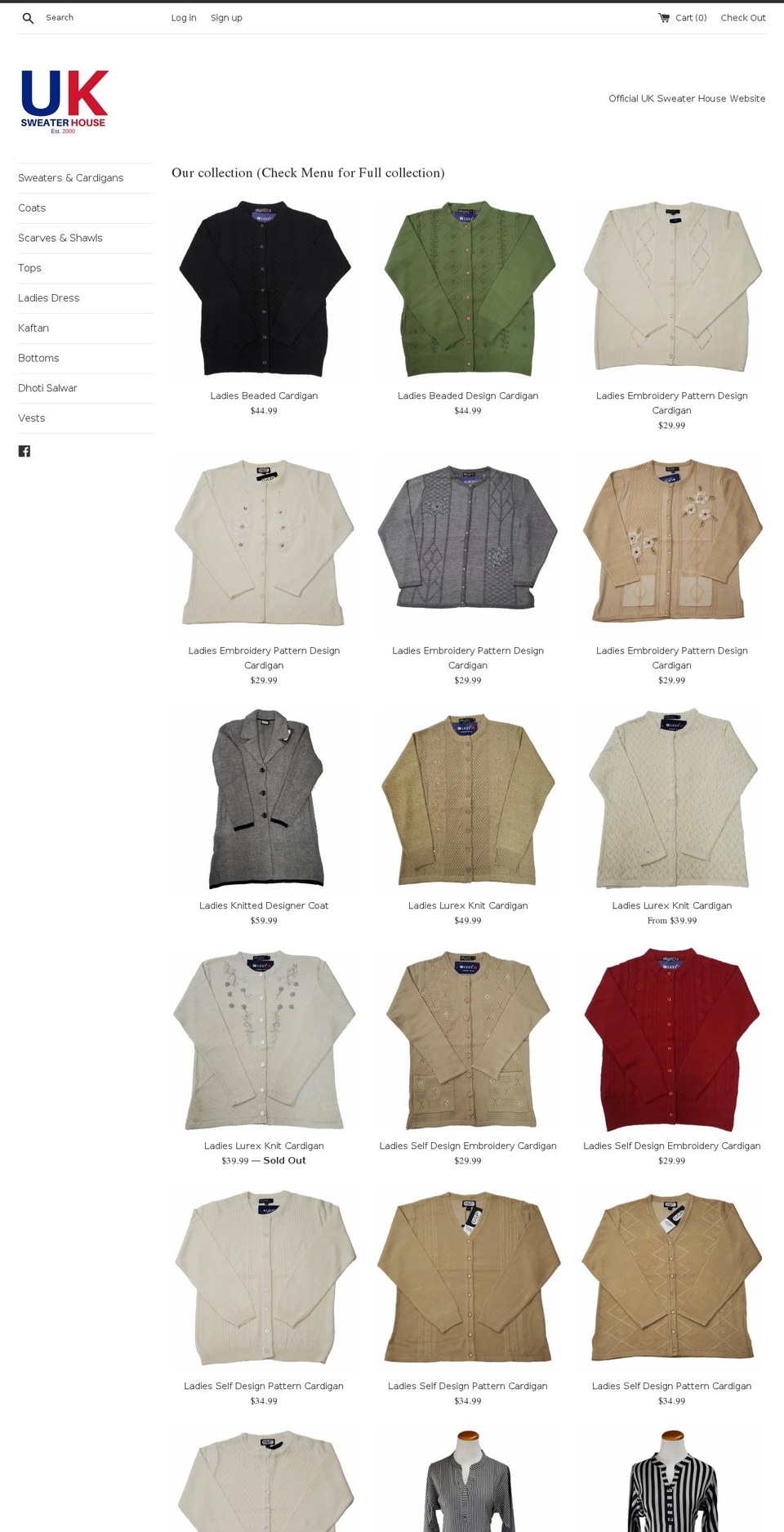 uksweaterhouse.ca shopify website screenshot
