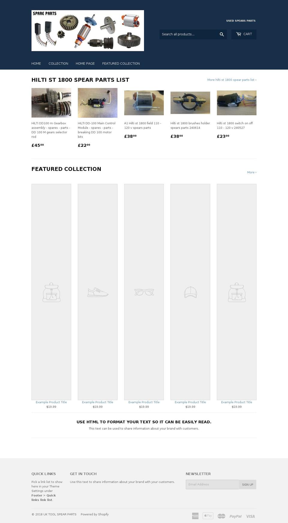 uktoolspares.com — Shopify storefront screenshot
