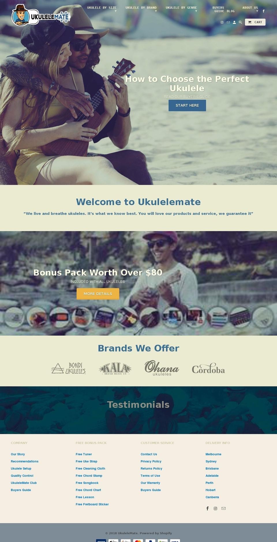 ukulelemate.com.au shopify website screenshot