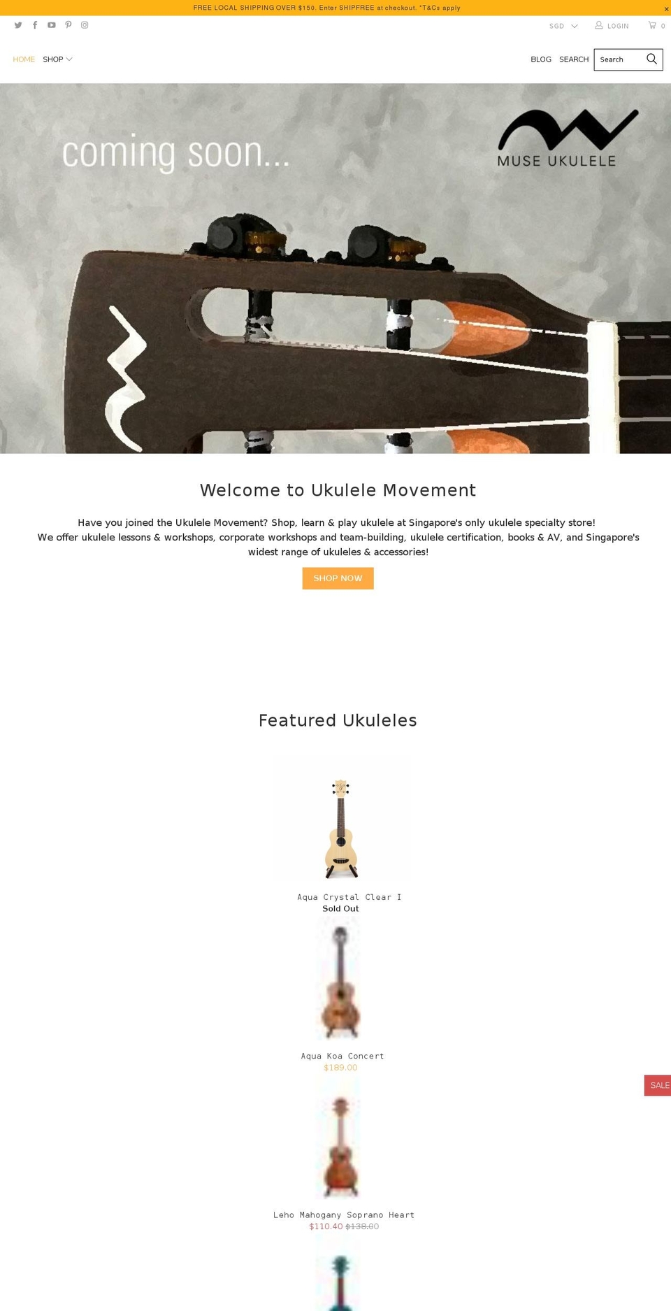 ukulelemovement.com shopify website screenshot