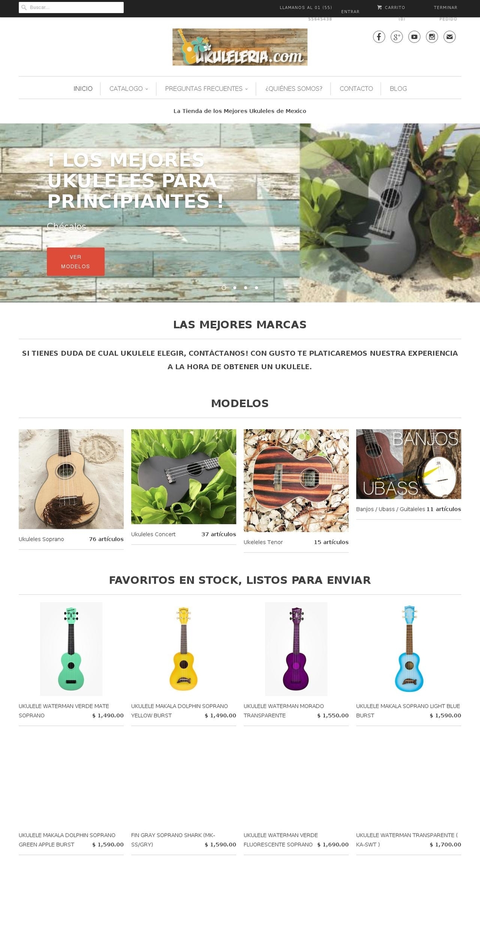 ukuleleria.com — Shopify storefront screenshot