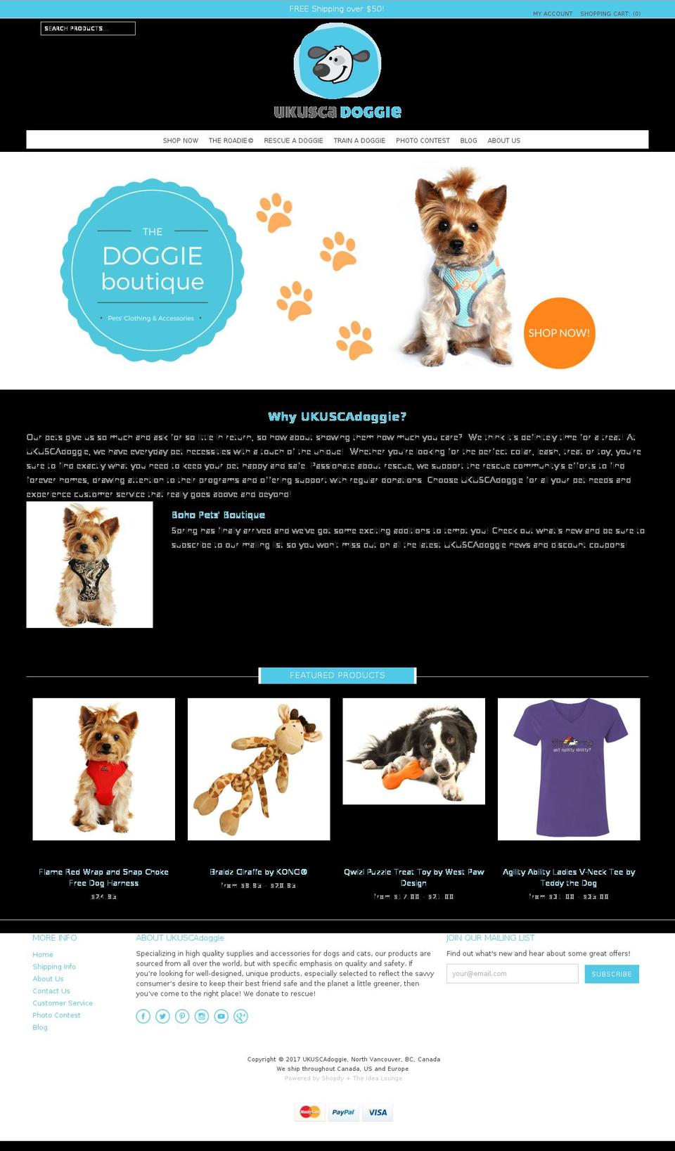 ukuscadoggie.com shopify website screenshot