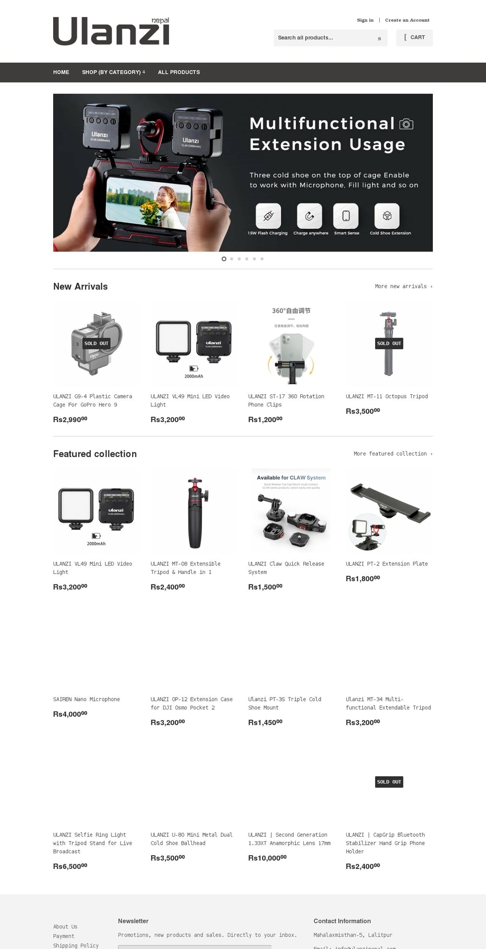 ulanzinepal.com shopify website screenshot