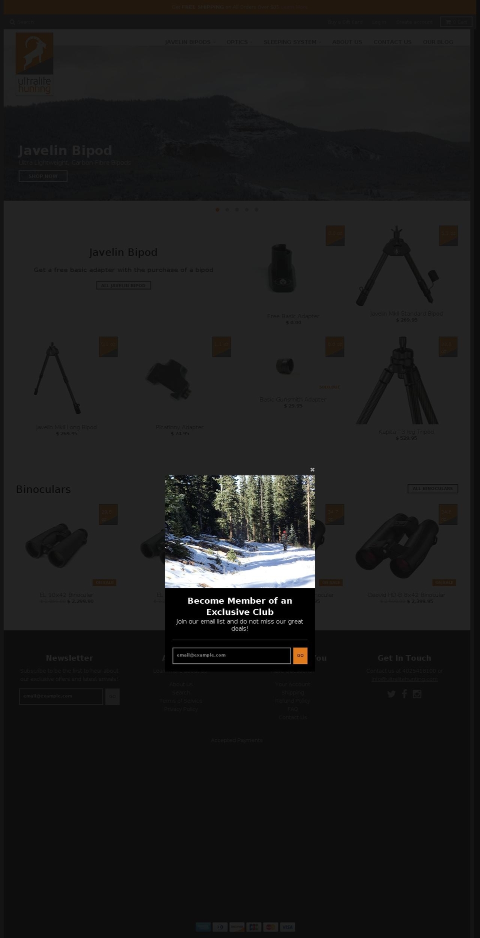ulhunting.com shopify website screenshot