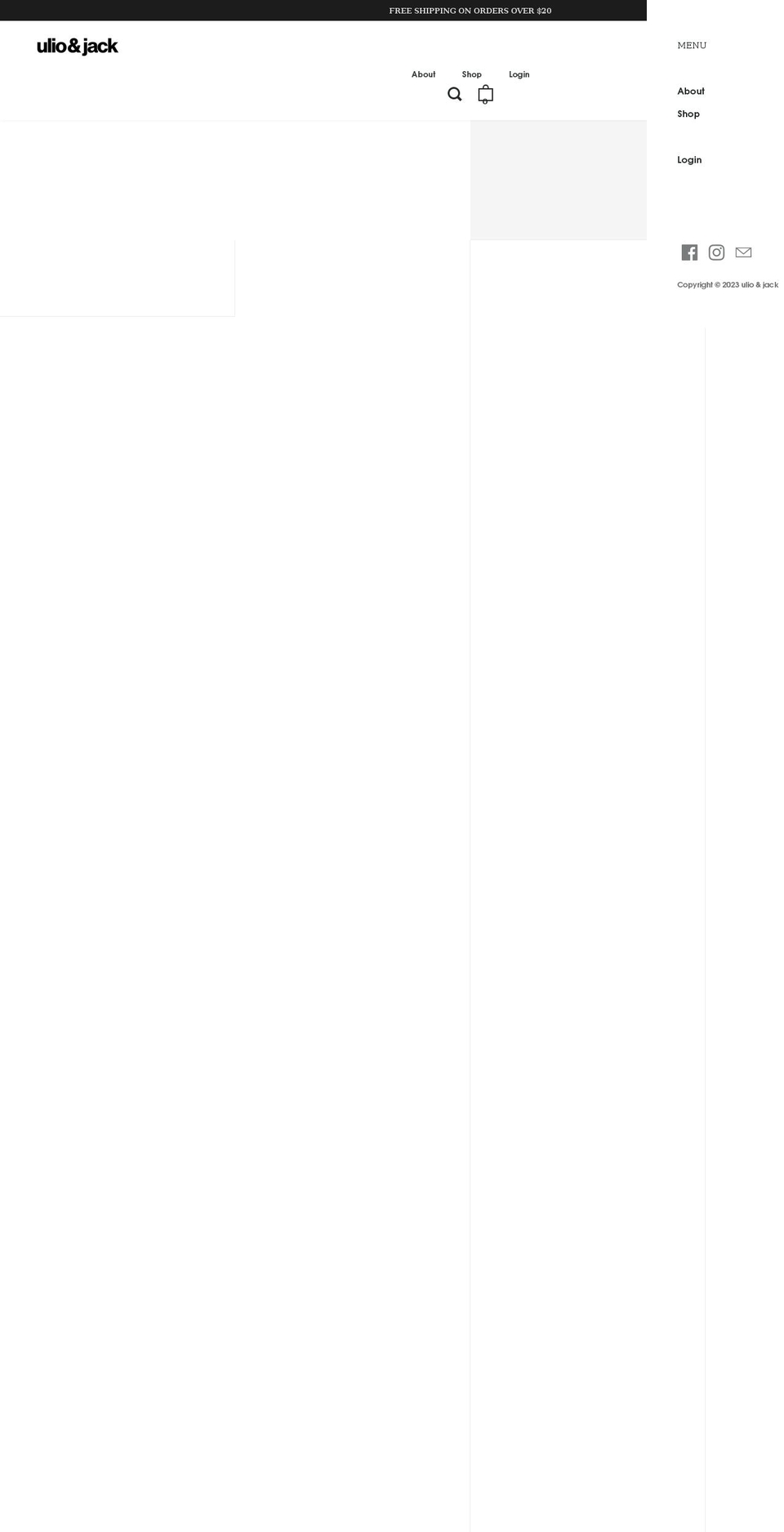 ulioandjack.com shopify website screenshot