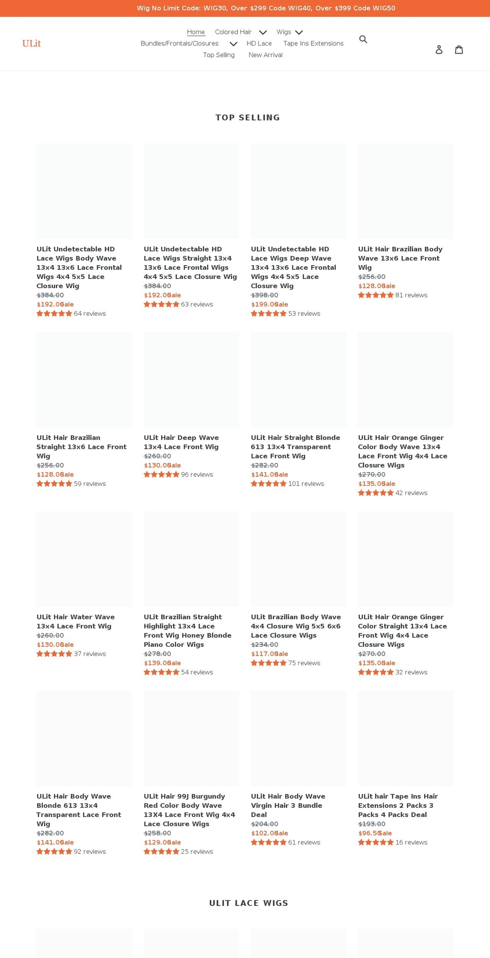 ulithair.com shopify website screenshot