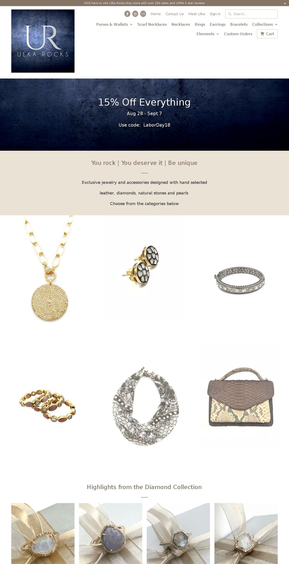 ulkarocks.com shopify website screenshot