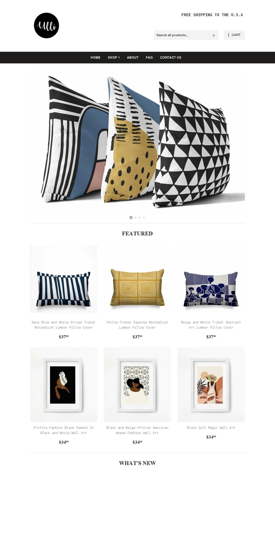 ullihome.com shopify website screenshot