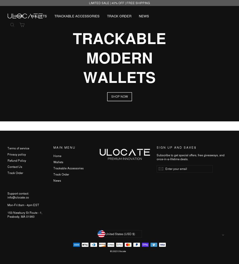 ulocate.co shopify website screenshot