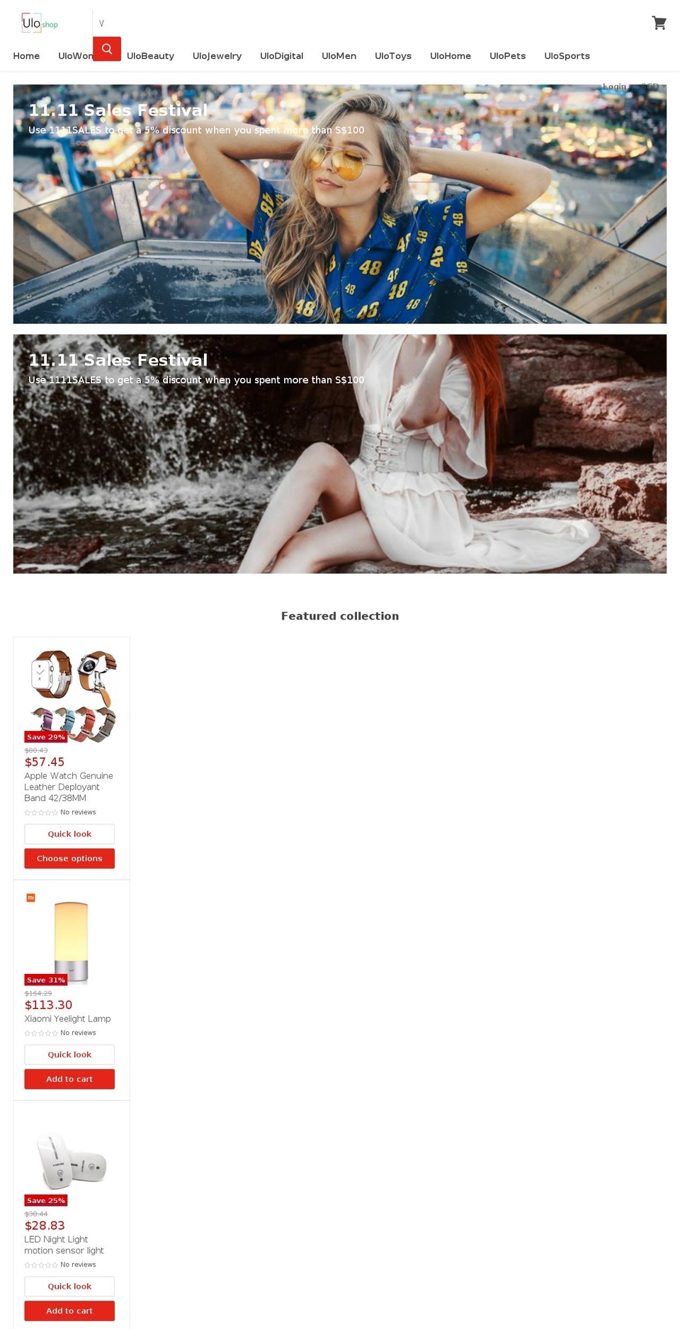 uloshop.com — Shopify storefront screenshot