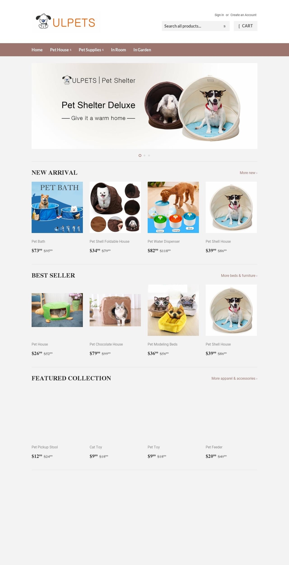 ulpets.com shopify website screenshot
