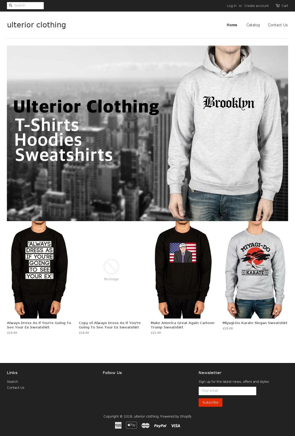 ulteriorclothing.com — Shopify storefront screenshot