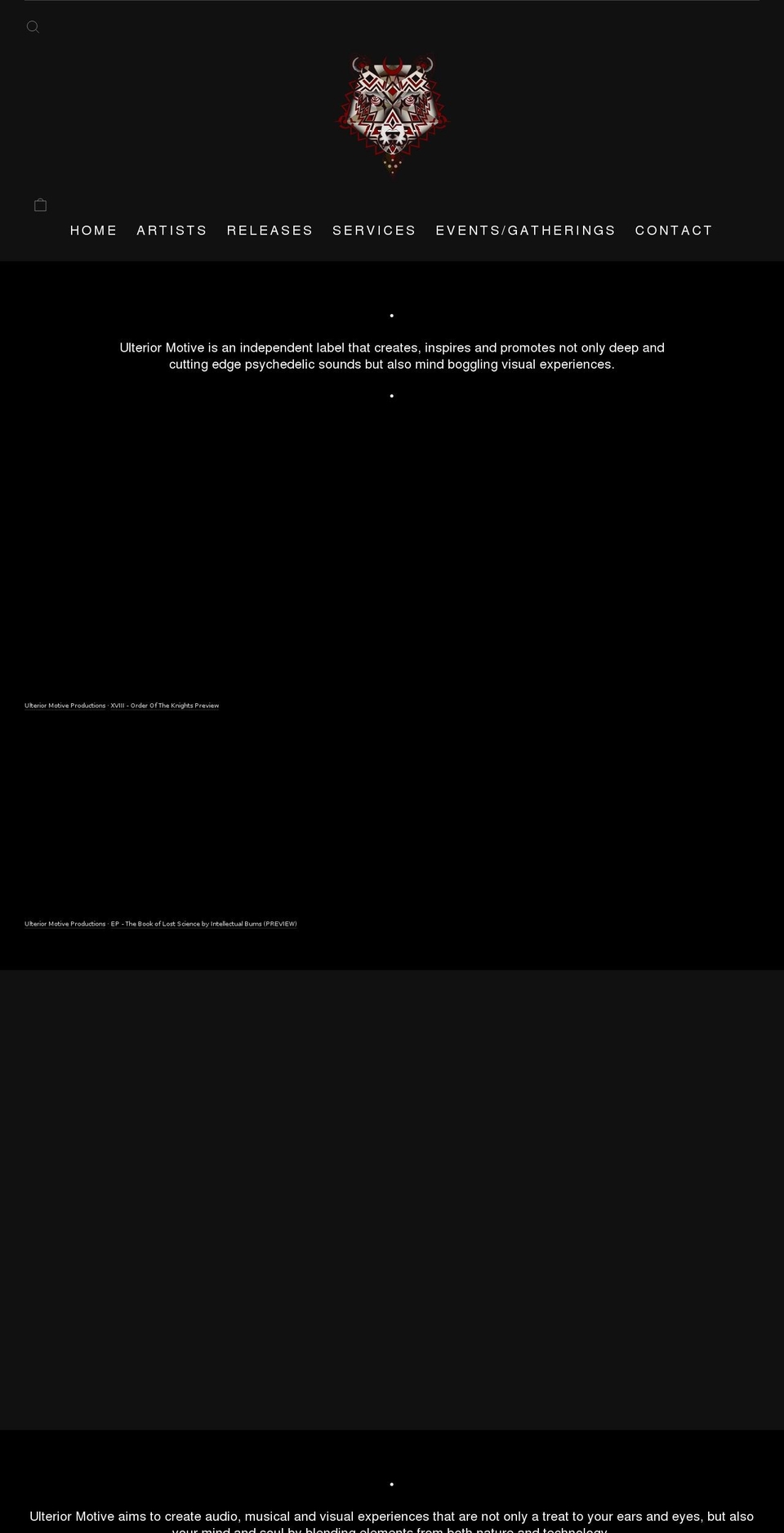 ulteriormotiveproductions.com shopify website screenshot