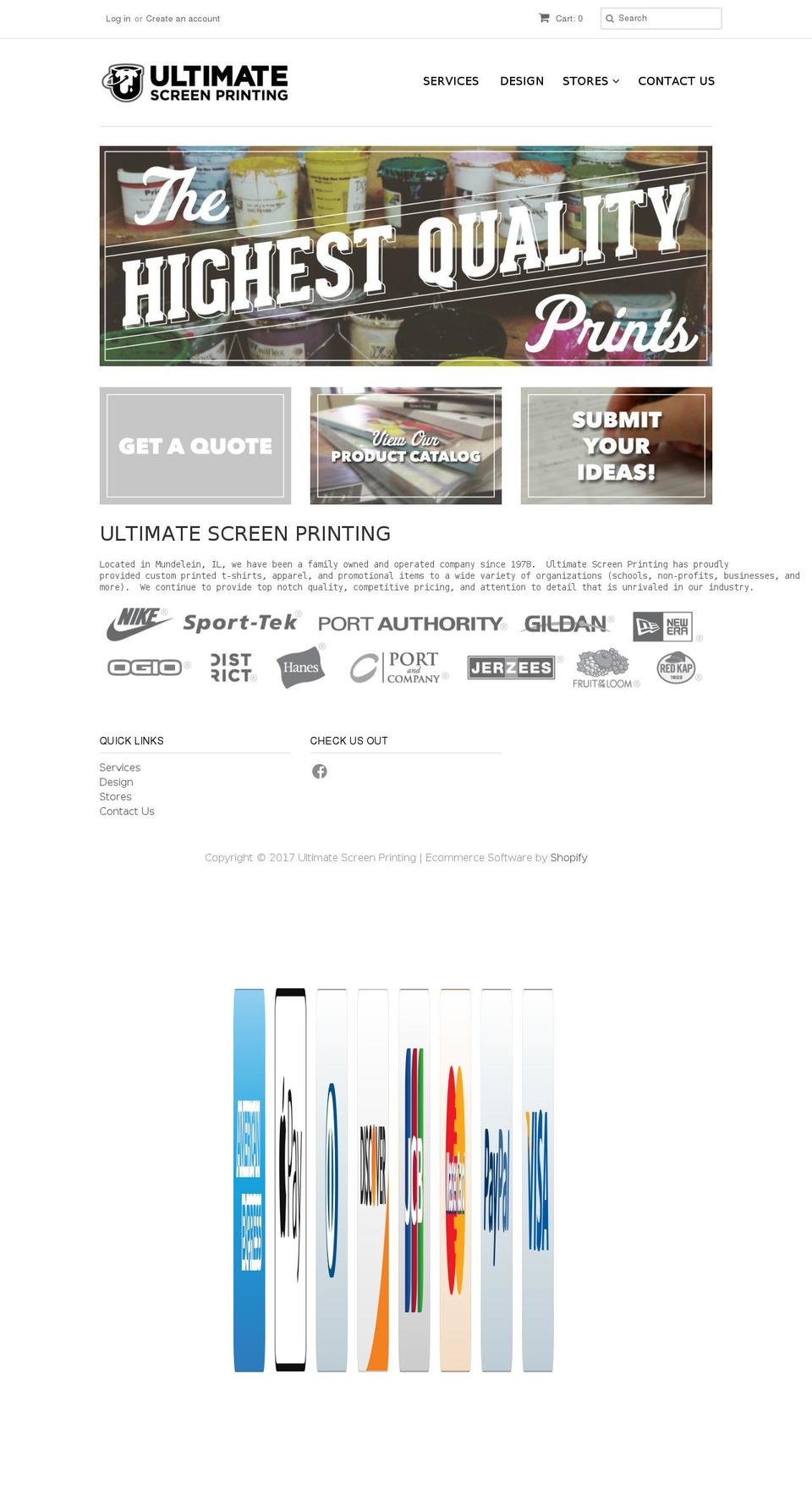 ultim8screenprinting.com shopify website screenshot