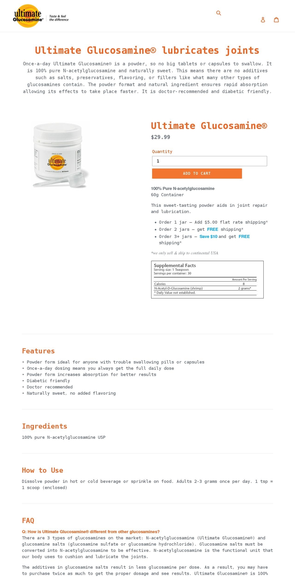 ultimate-glucosamine.myshopify.com shopify website screenshot