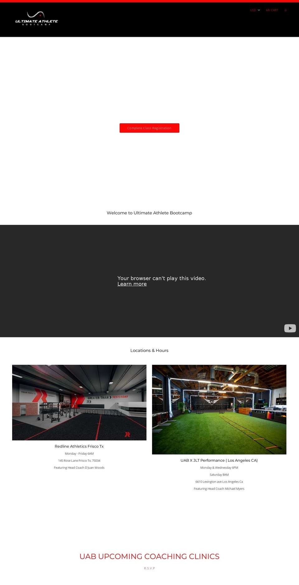 ultimateathletebootcampla.com — Shopify storefront screenshot