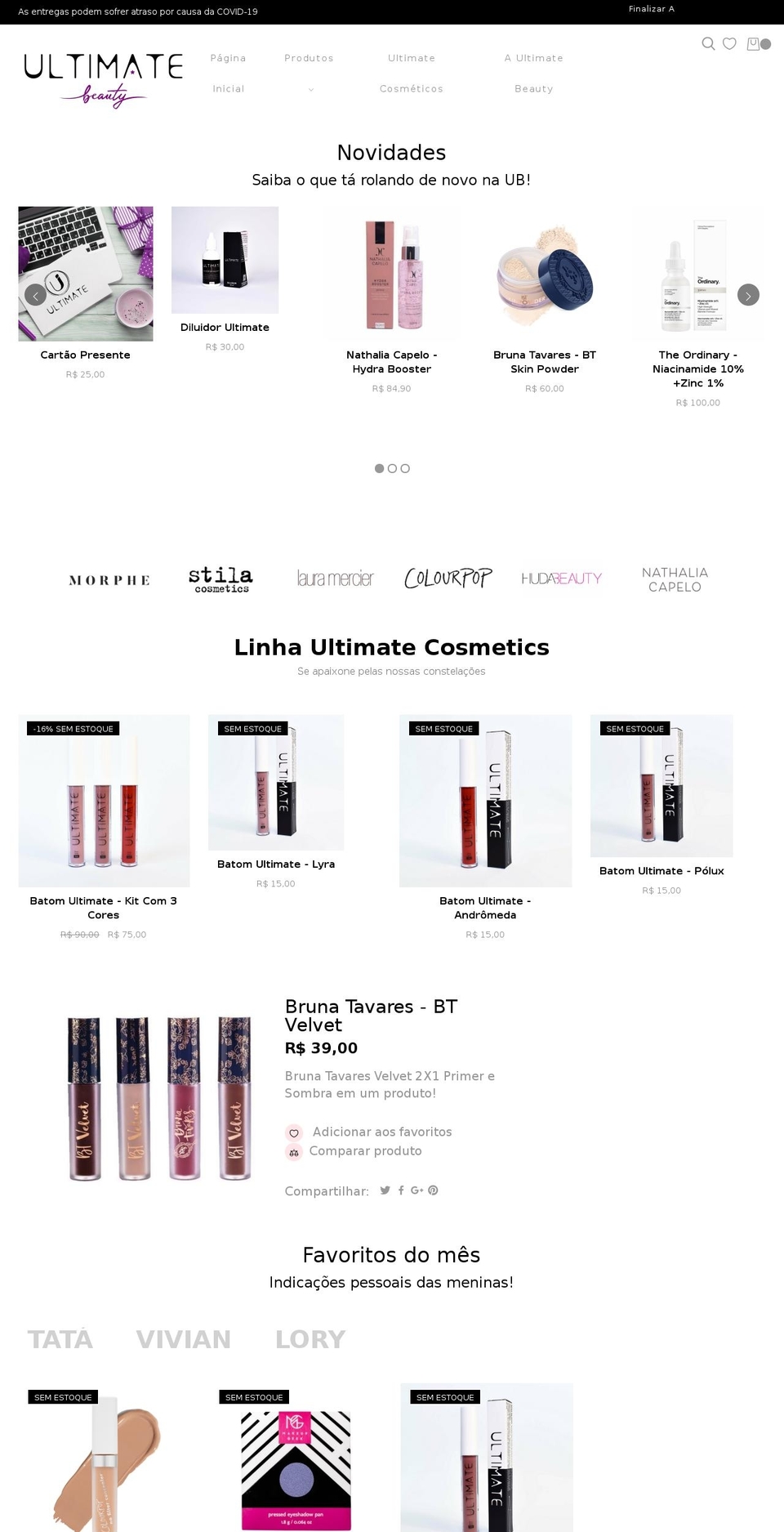 ultimatebeauty.com.br shopify website screenshot
