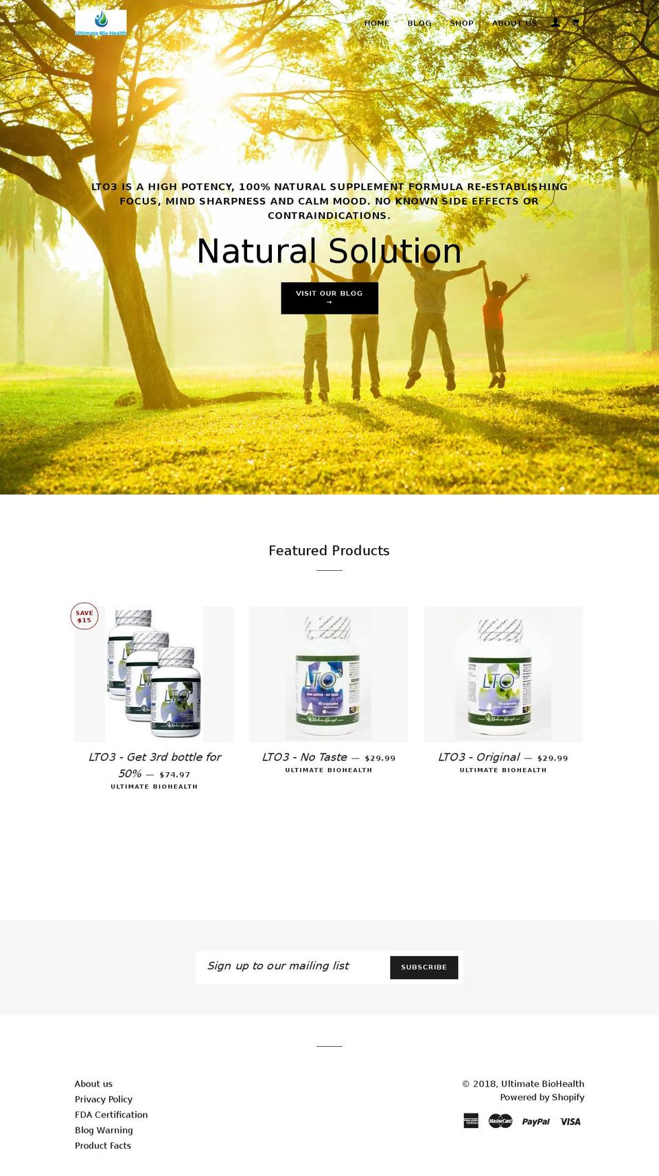 ultimatebiohealth.ca shopify website screenshot