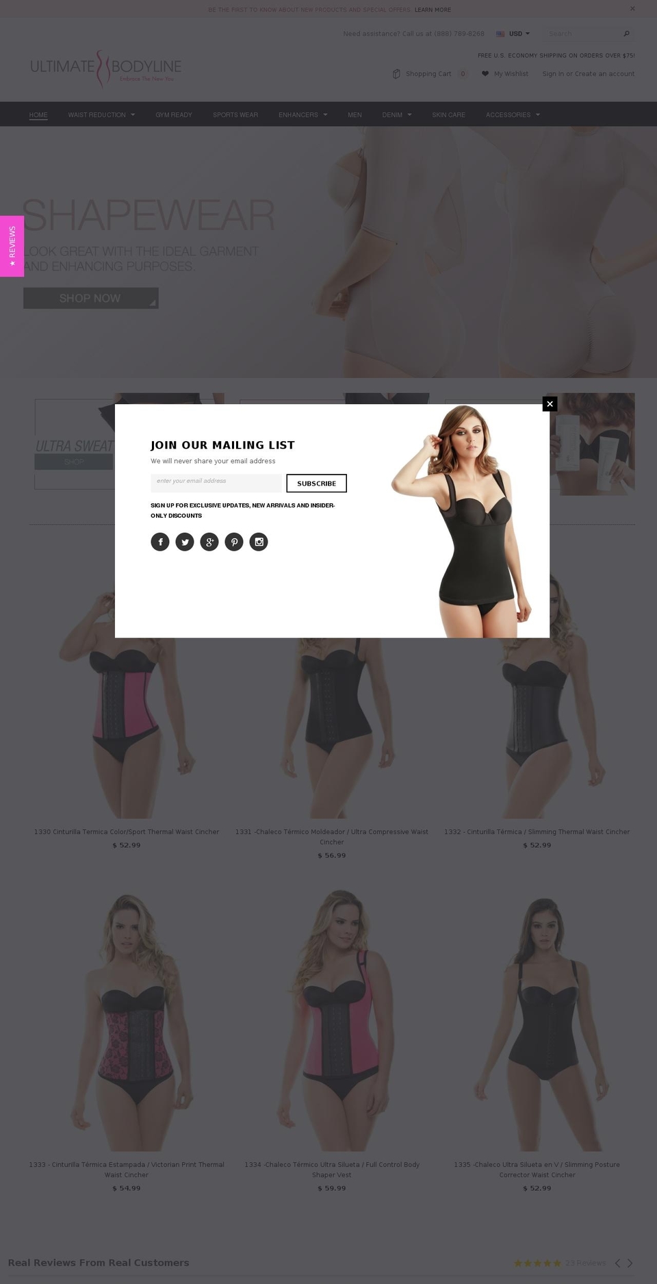 ultimatebodyline.com shopify website screenshot