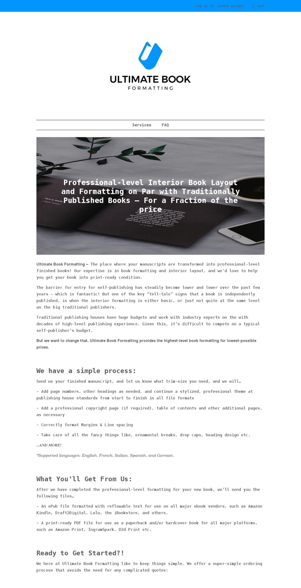ultimatebookformatting.com shopify website screenshot
