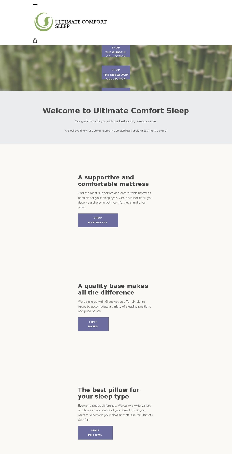ultimatecomfortsleep.com shopify website screenshot