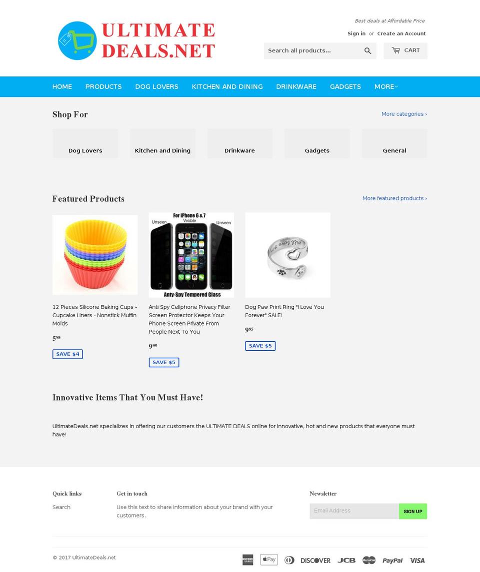 ultimatedeals.net shopify website screenshot
