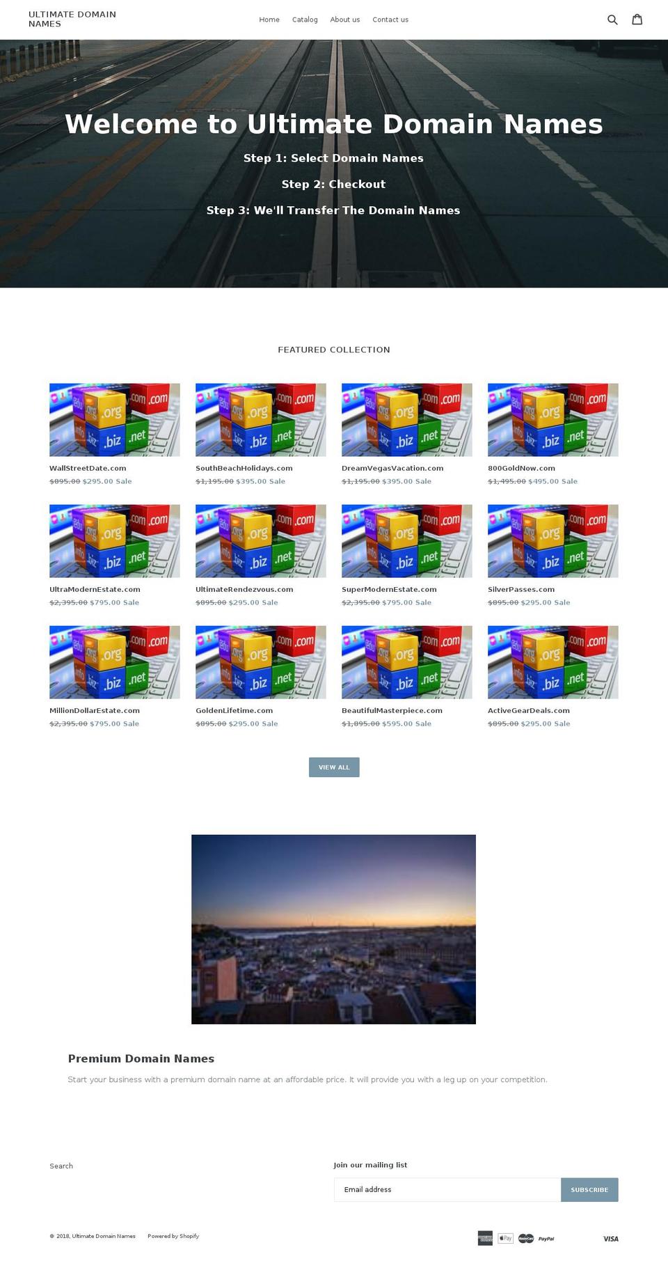 ultimatedomainnames.com — Shopify storefront screenshot