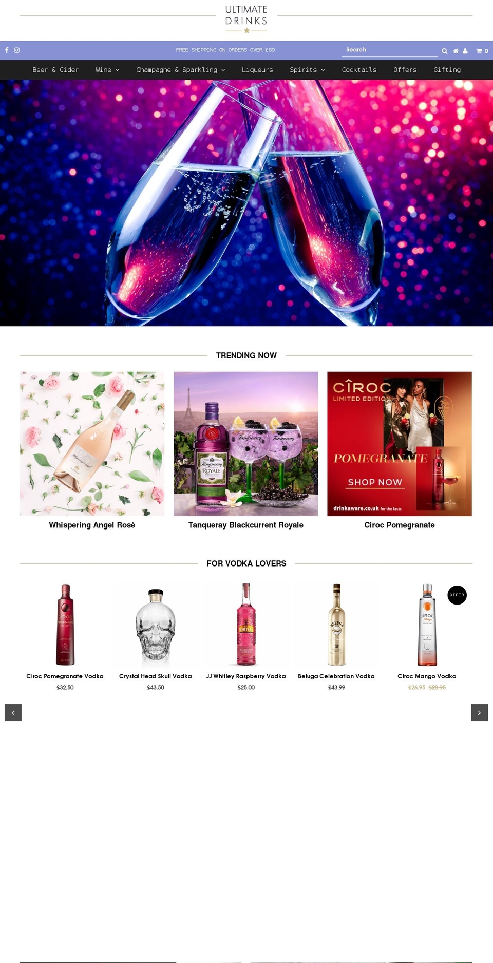ultimatedrinks.com shopify website screenshot