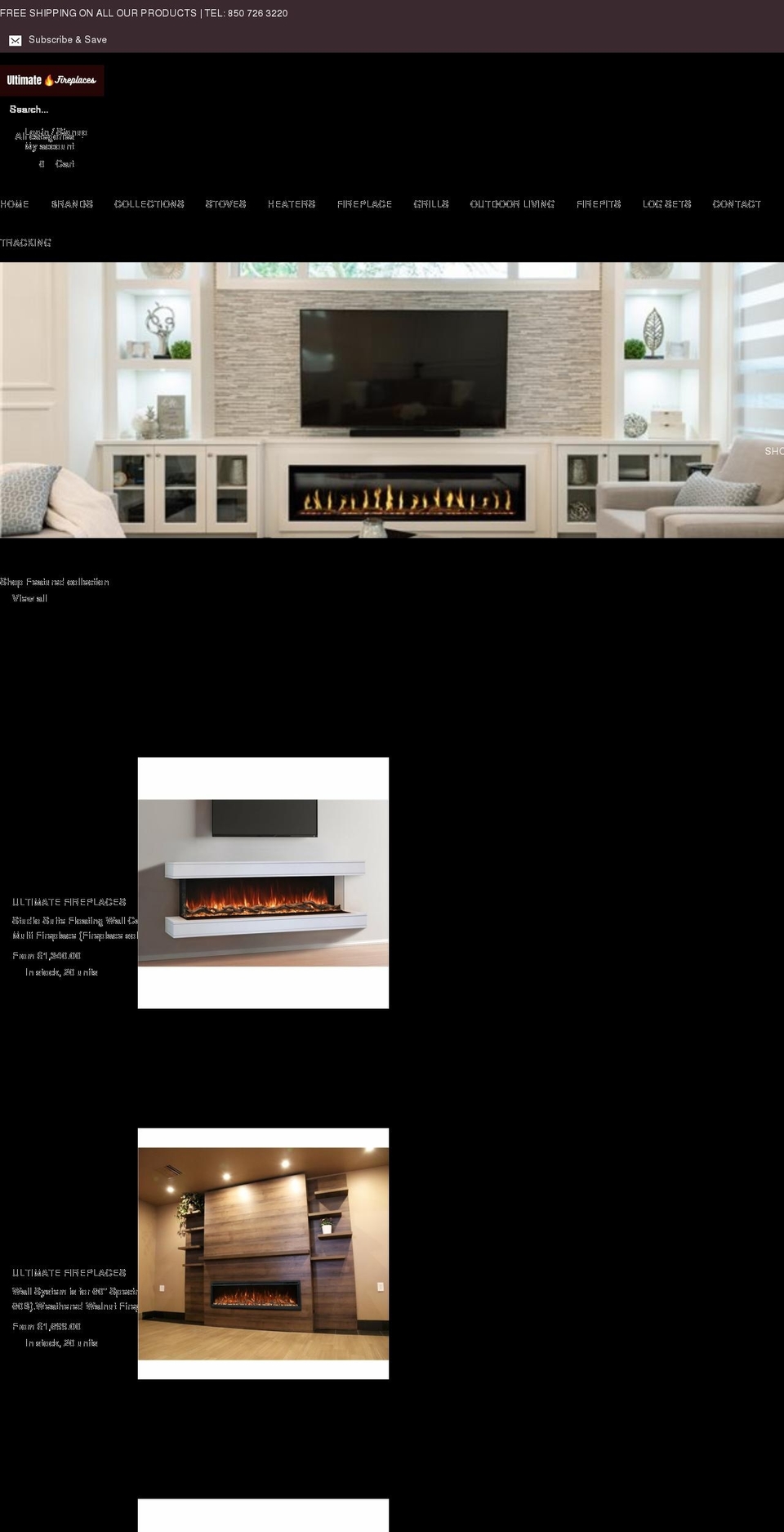 ultimatefireplaces.com shopify website screenshot