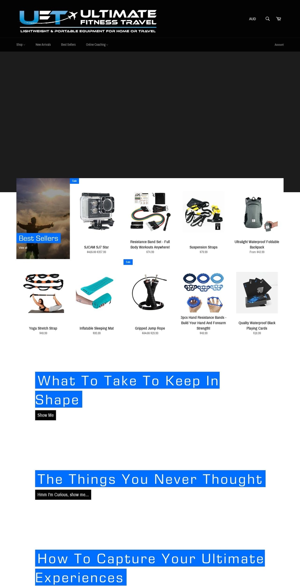 ultimatefitnesstravel.com — Shopify storefront screenshot