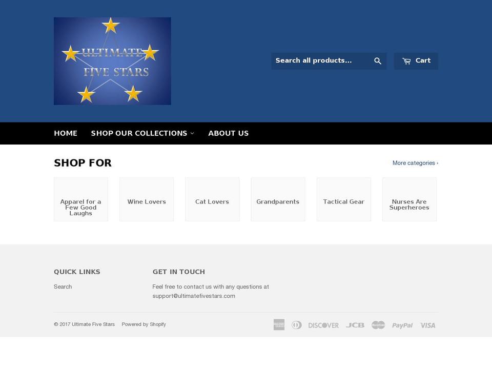 ultimatefivestars.com shopify website screenshot