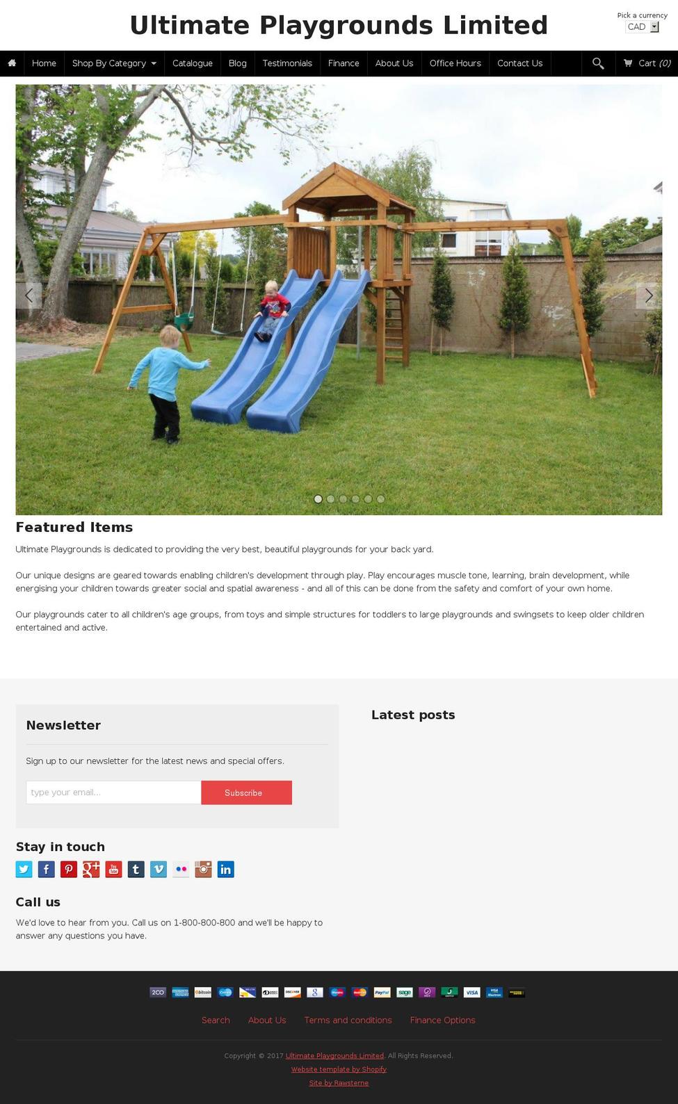 ultimateplaygrounds.co.nz shopify website screenshot