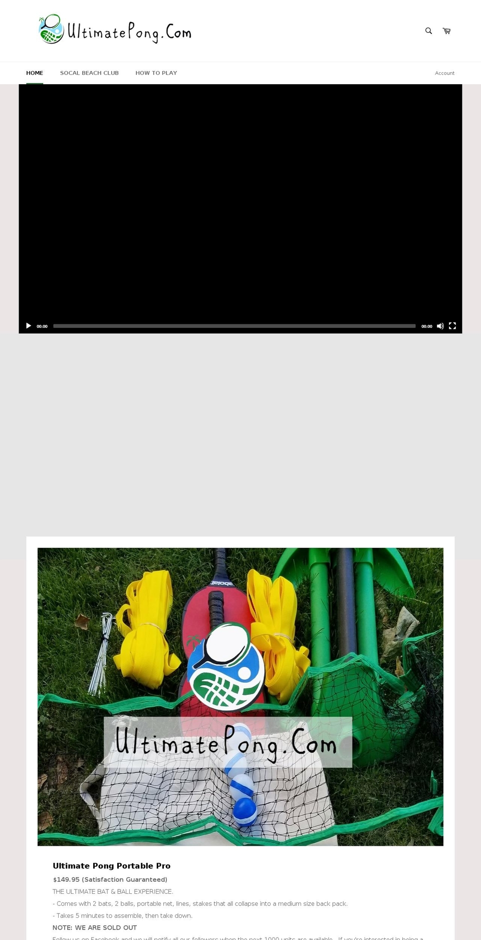 ultimatepong.com — Shopify storefront screenshot