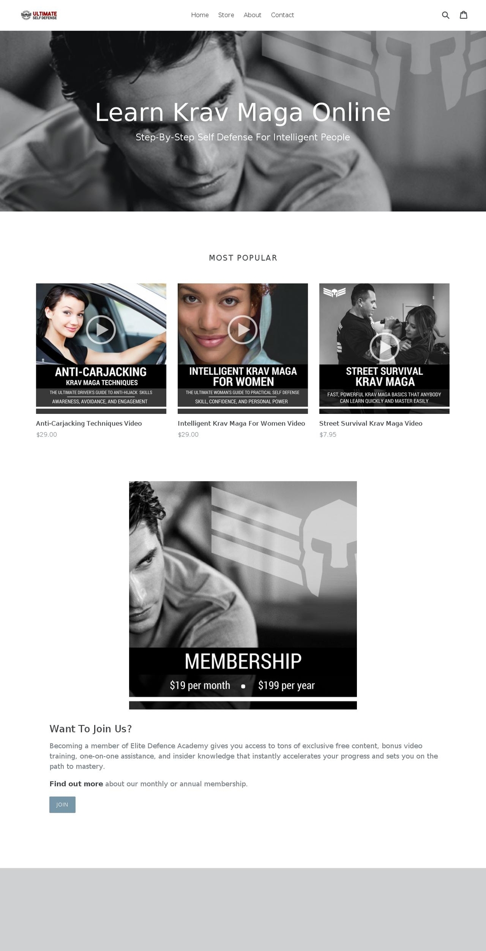 ultimateselfdefense.net shopify website screenshot