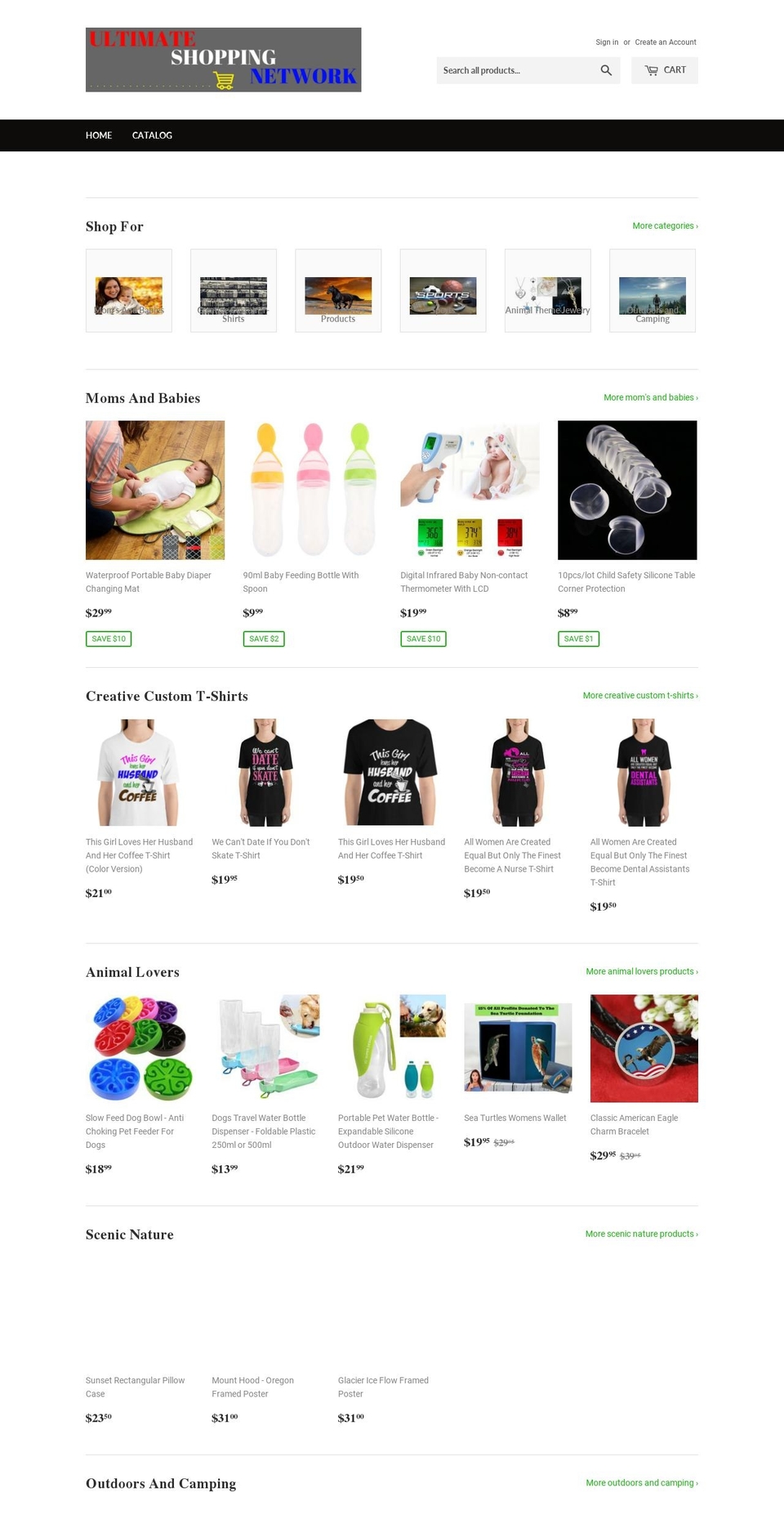 ultimateshoppingnetwork.com — Shopify storefront screenshot