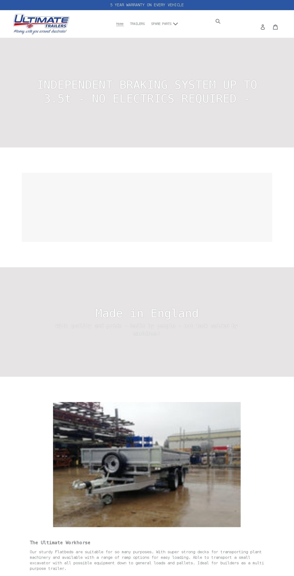 ultimatetrailers.com.au shopify website screenshot
