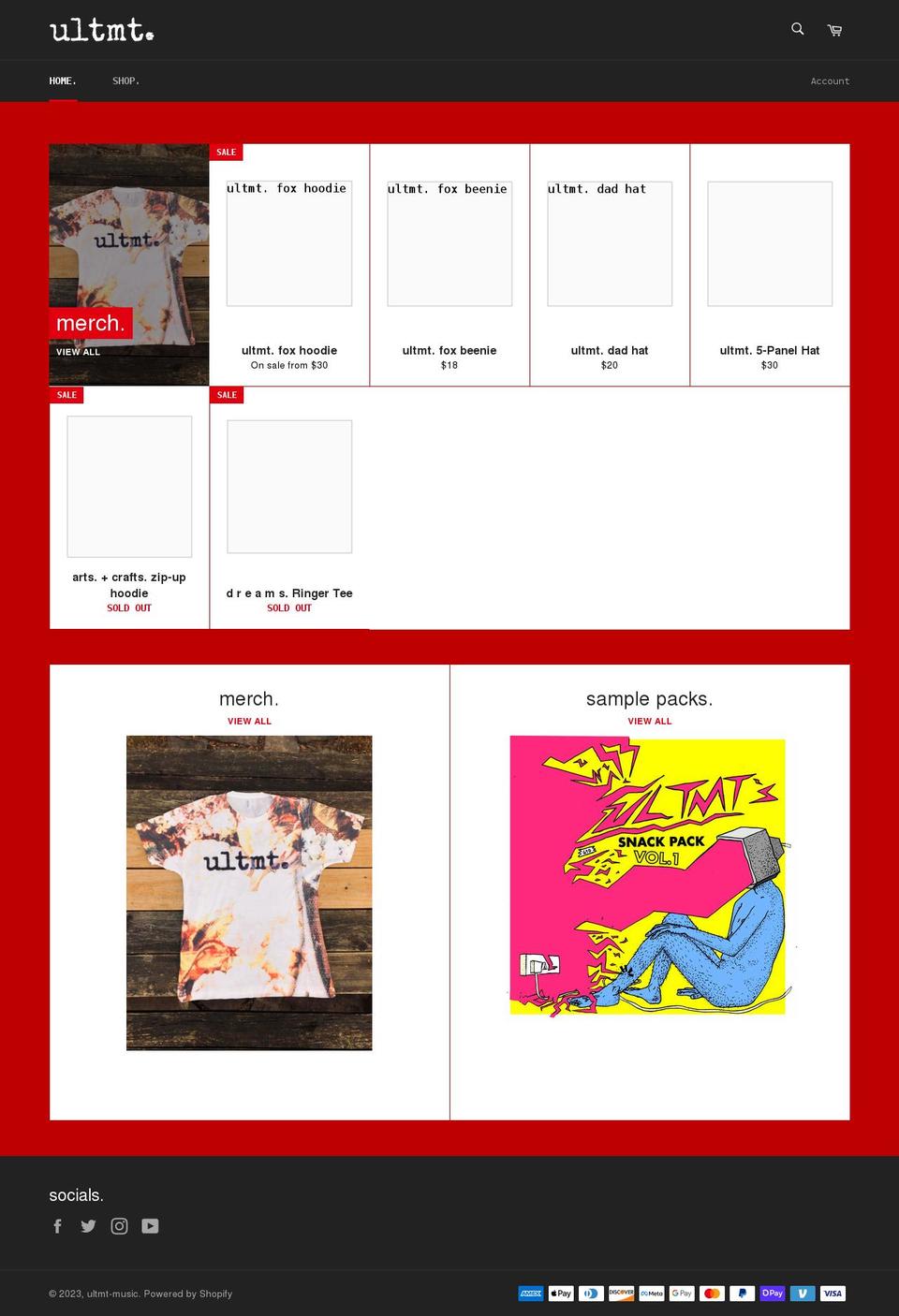 ultmt-music.com shopify website screenshot