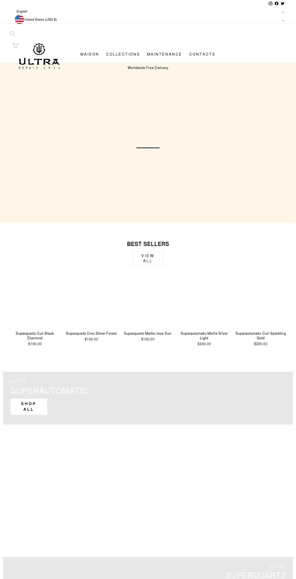 ultra1911.com — Shopify storefront screenshot