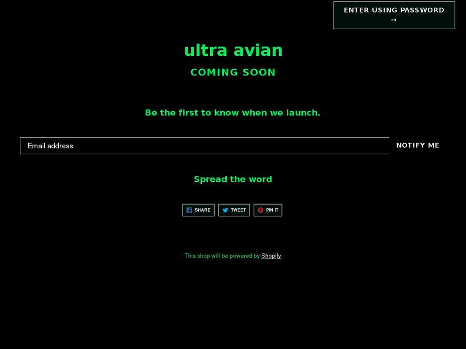 ultraavian.com shopify website screenshot