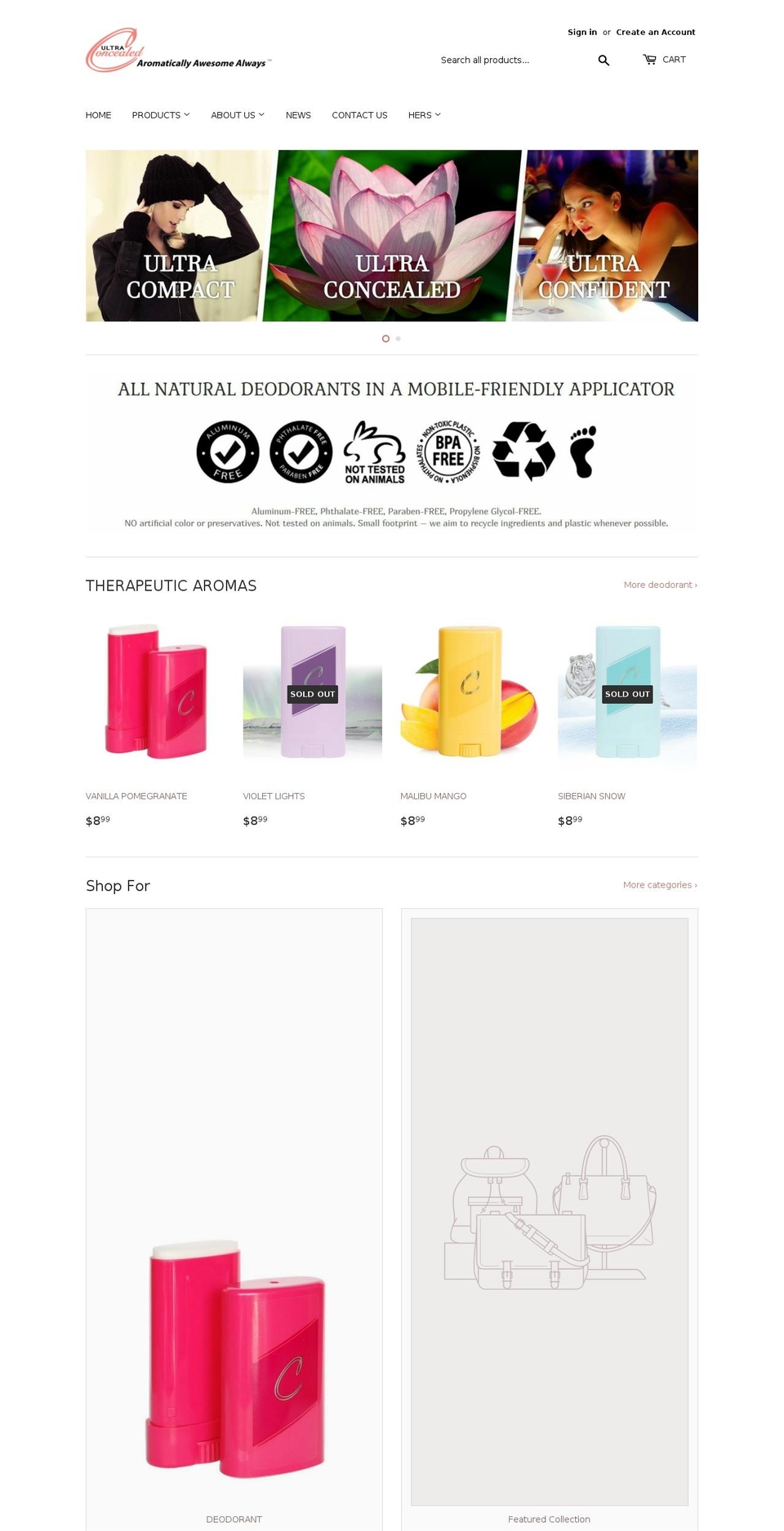 ultraconcealed.com — Shopify storefront screenshot