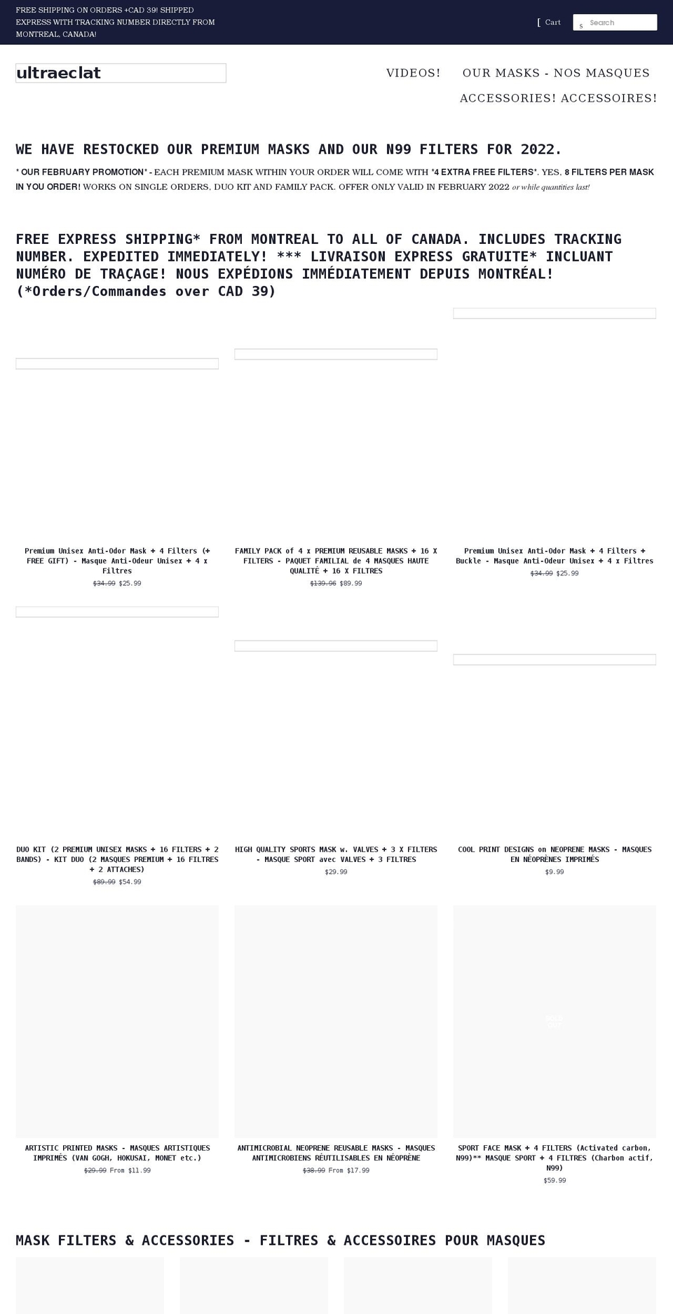ultraeclat.ca shopify website screenshot