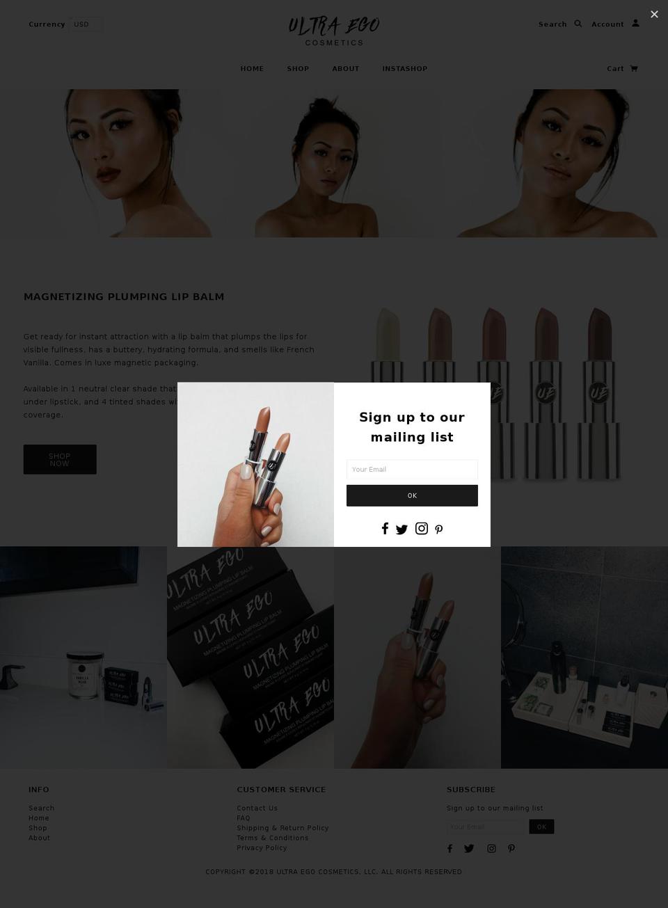 ultraegocosmetics.com — Shopify storefront screenshot