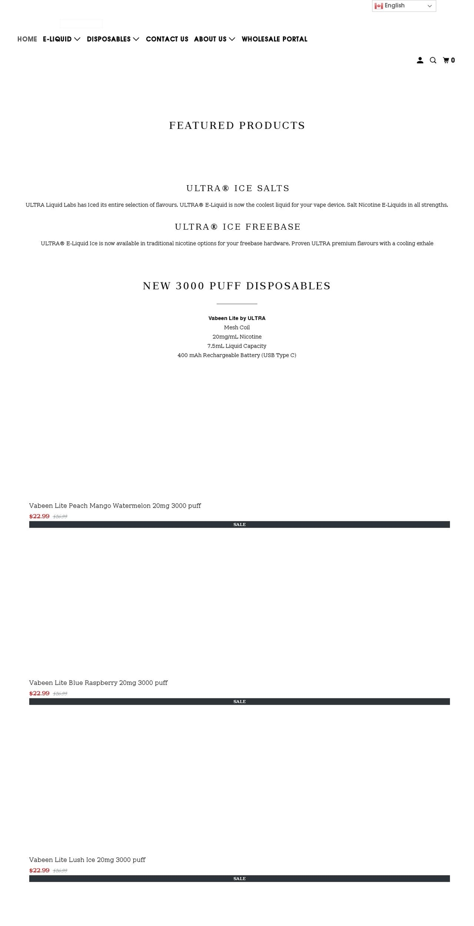 ultraeliquid.com shopify website screenshot